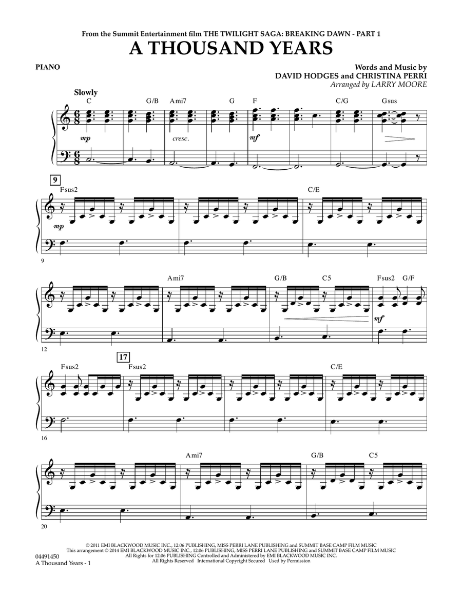 A Thousand Years - Piano
