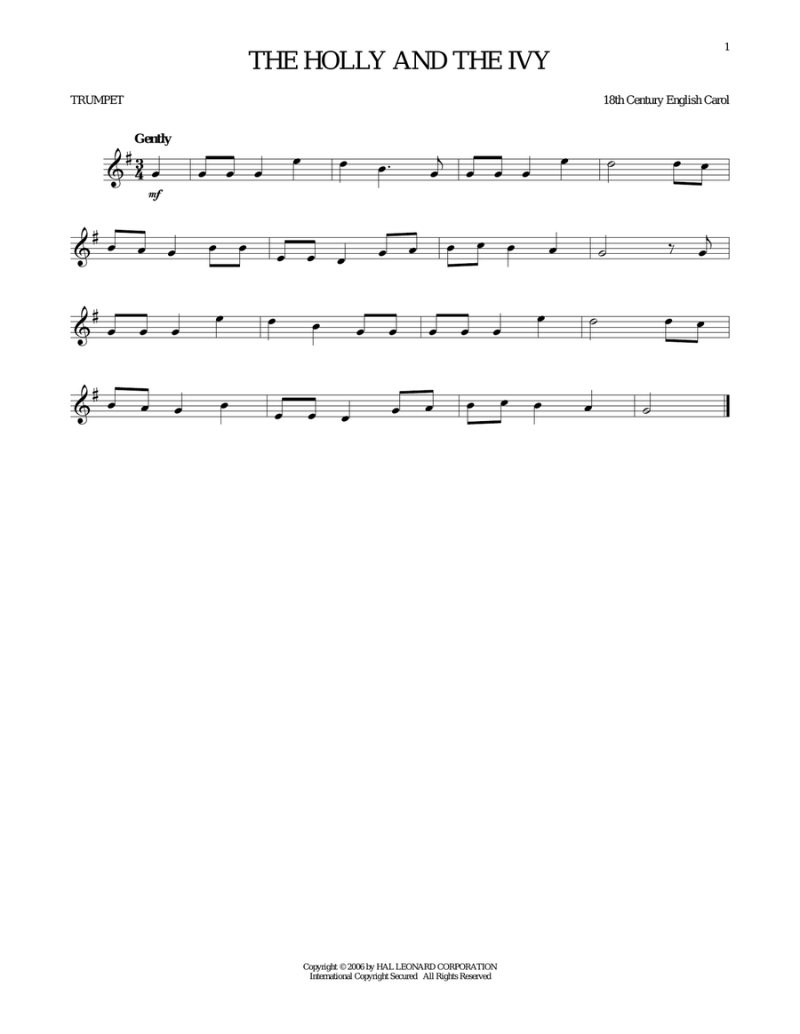 The Holly And The Ivy The Holly And The Ivy Trumpet Solo scores gallery preview page 1