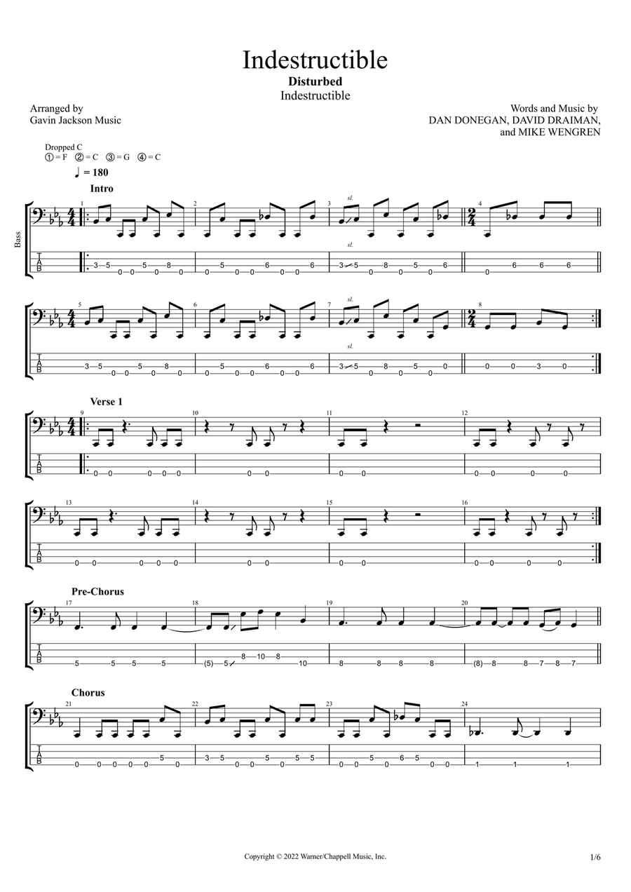Indestructible Guitar Tablature scores gallery preview page 1