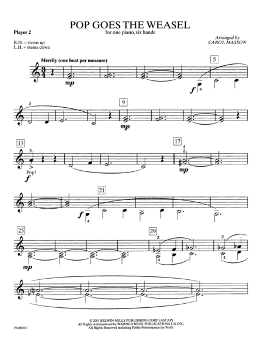 Pop Goes the Weasel - Piano Trio (1 Piano, 6 Hands) Piano Solo scores gallery preview page 3