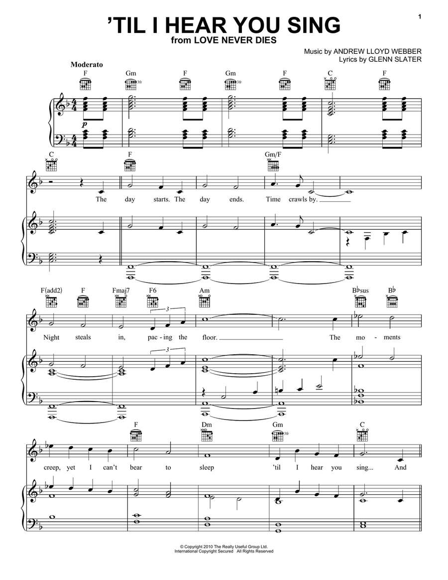 'Til I Hear You Sing (from Love Never Dies) Guitar scores gallery preview page 1