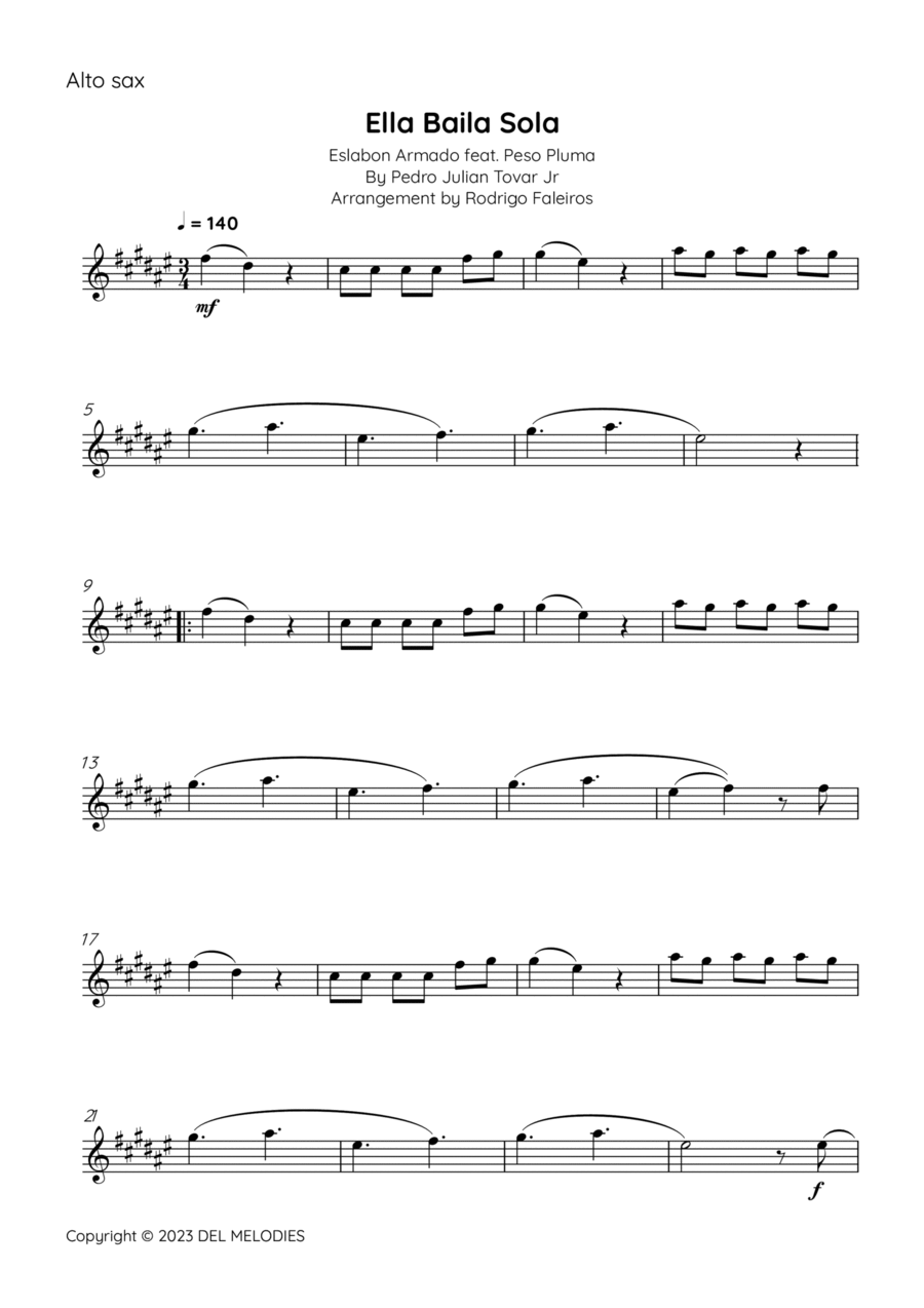 Ella Baila Sola Alto Saxophone scores gallery preview page 1