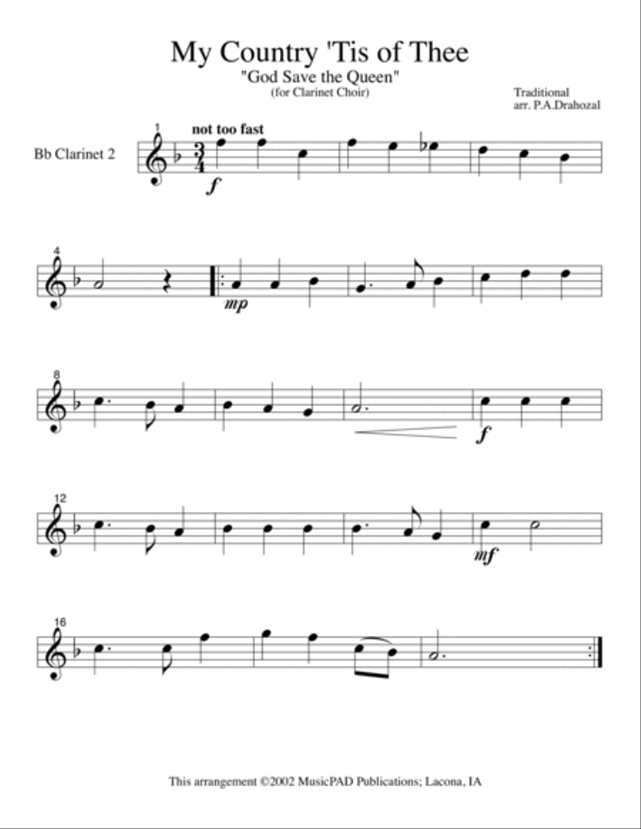 My Country 'Tis of Thee (God Save the Queen) for Clarinet Choir Clarinet Choir scores gallery preview page 5