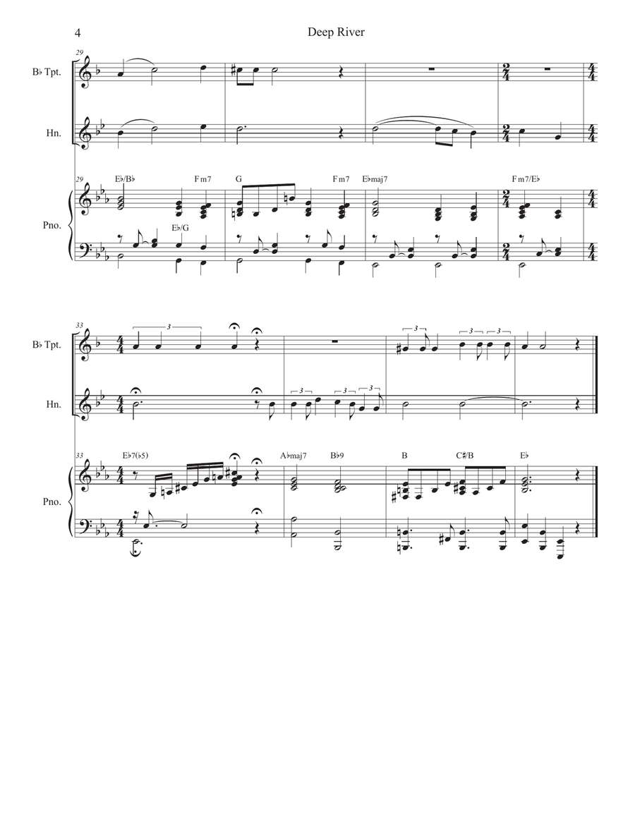 Deep River (Duet for Bb-Trumpet and French Horn) Brass Duet scores gallery preview page 4