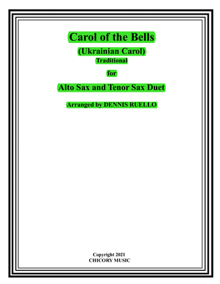 Book cover for Carol of the Bells (Ukrainian Carol) - Alto Sax / Tenor Sax Duet - Intermediate