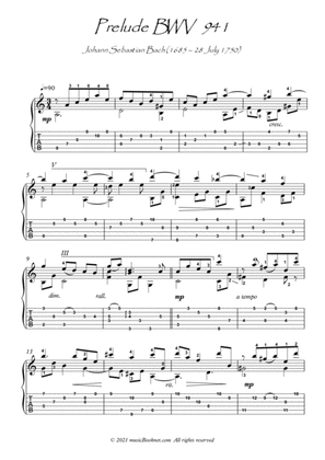 Bach for Guitar Prelude BWV 941 guitar solo