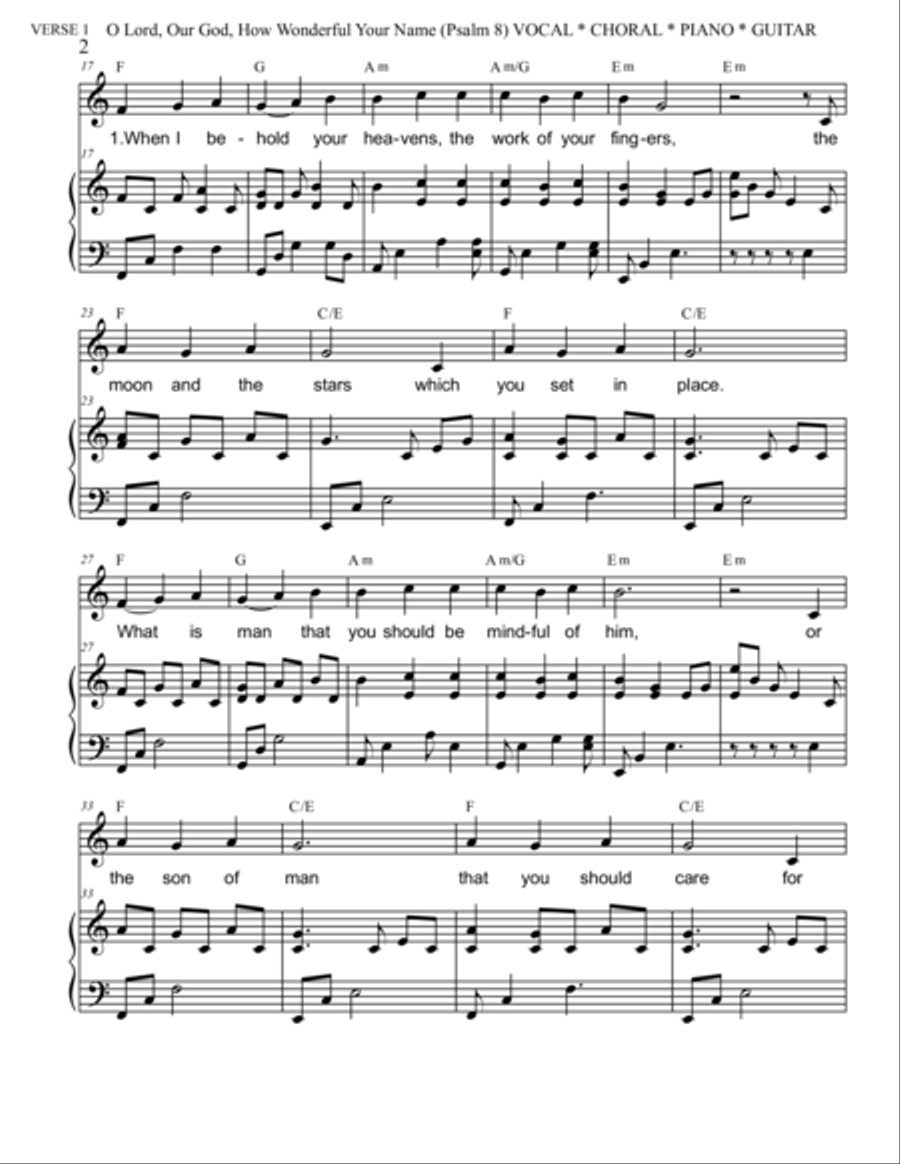 O Lord, Our God, How Wonderful Your Name (Psalm 8) Choir scores gallery preview page 2