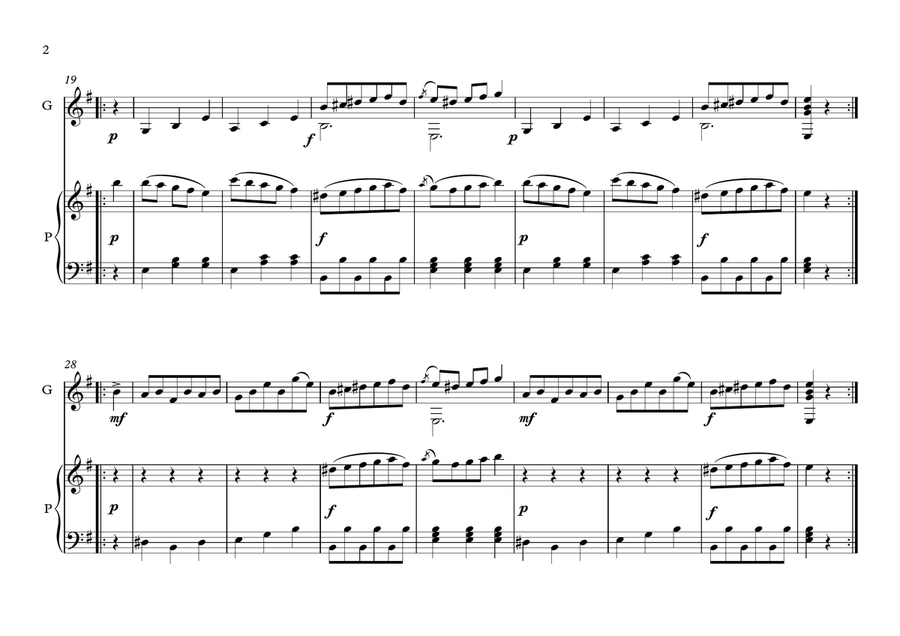Valses for Guitar and Piano duet by Carulli Acoustic Guitar scores gallery preview page 2