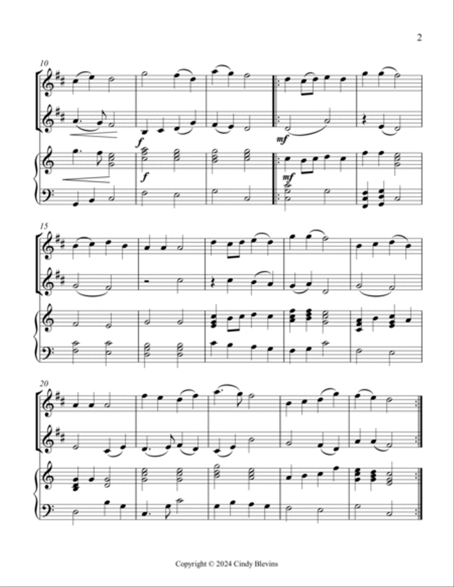 For the Beauty of the Earth, for Clarinet, Bass Clarinet and Harp Small Ensemble scores gallery preview page 3