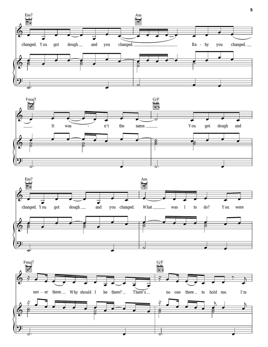 You've Changed Piano, Vocal, Guitar scores gallery preview page 5