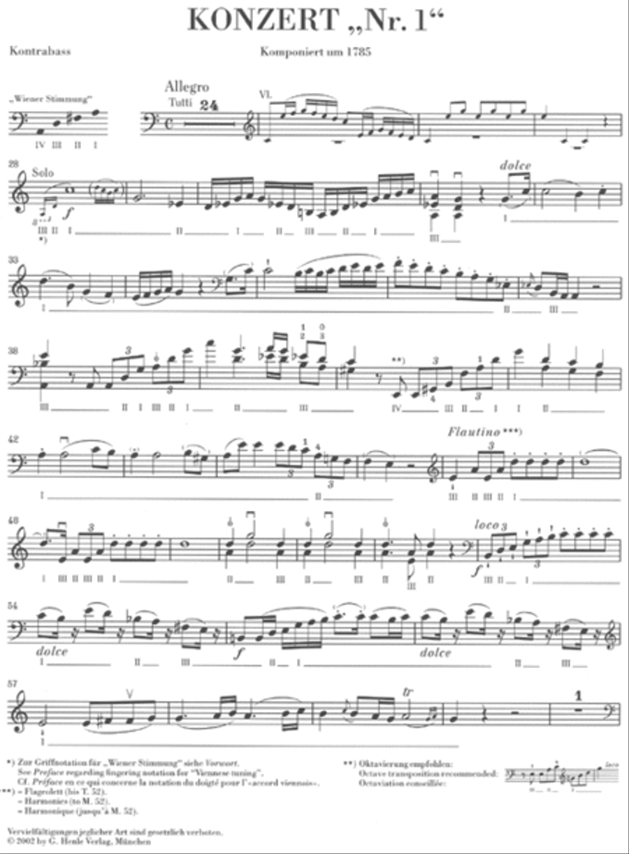 Concerto No. 1 for Double Bass and Orchestra (with Violin obbligato) Double Bass scores gallery preview page 6