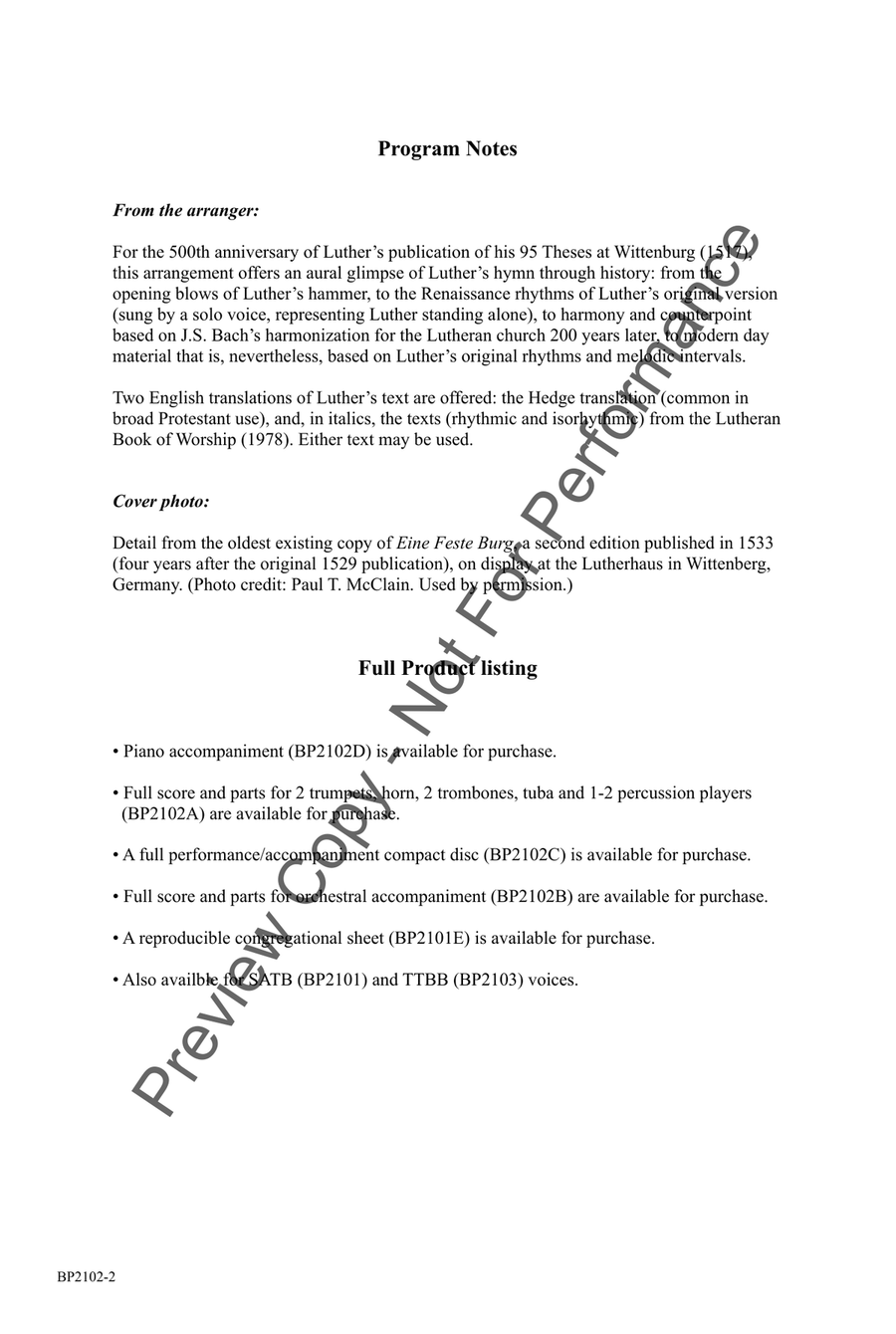 A Mighty Fortress Is Our God - SSAA SSAA scores gallery preview page 2