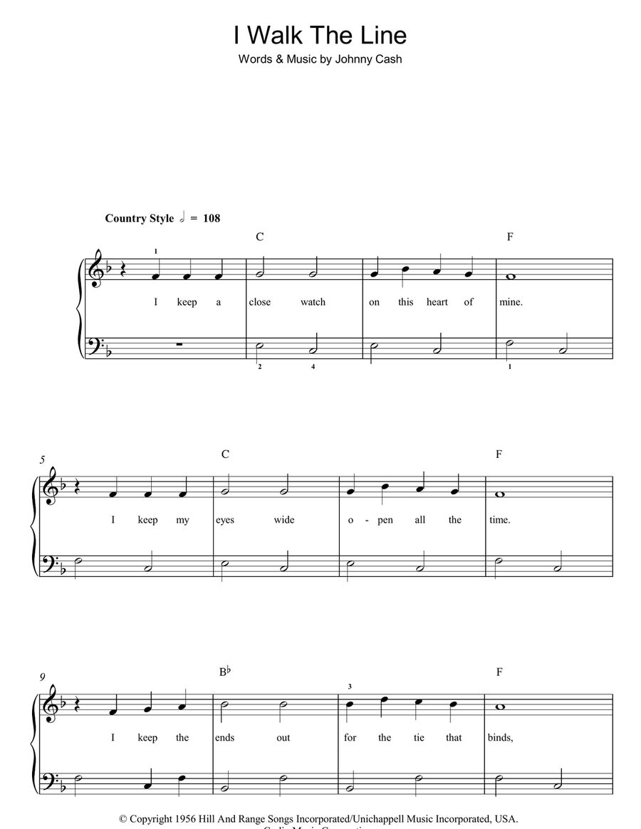 I Walk The Line Easy Piano scores gallery preview page 1