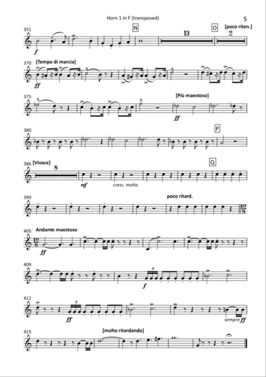 Les Preludes - transposed horn parts (1-4) Horn Solo scores gallery preview page 5