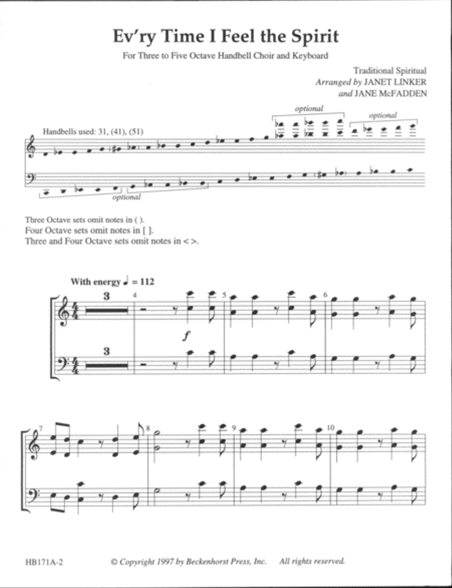 Ev'ry Time I Feel the Spirit - handbell part 5-Octaves scores gallery preview page 2