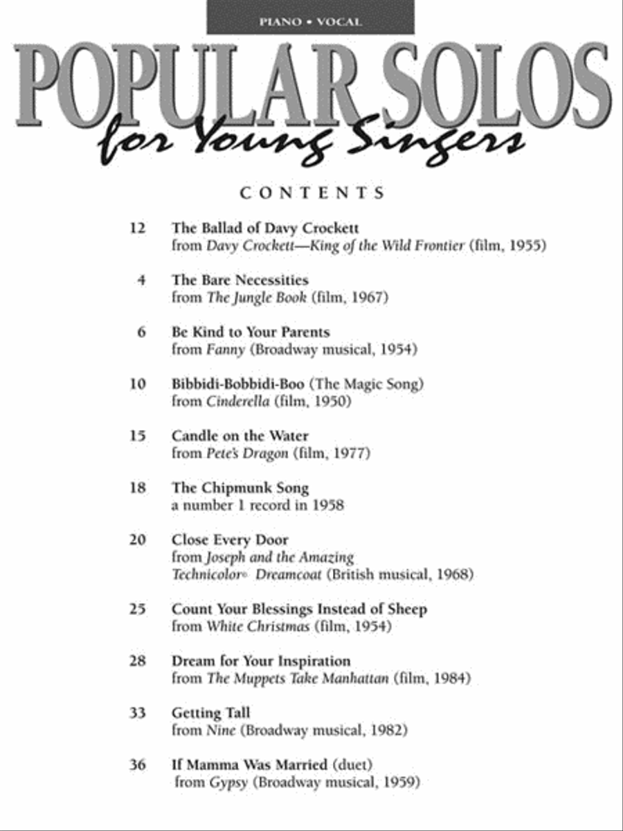 Popular Solos for Young Singers Voice scores gallery preview page 4
