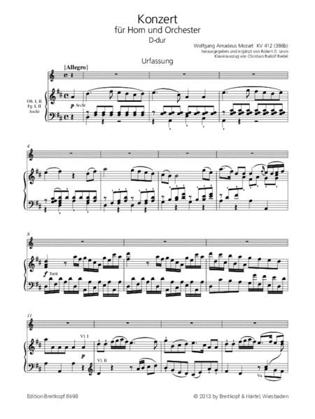 Horn Concerto [No. 1] K. 412 (386B)
