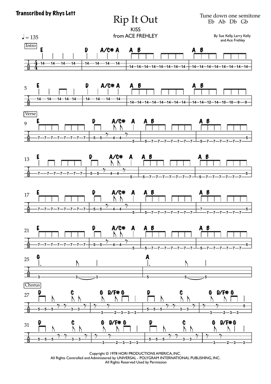 Rip It Out Rip It Out Guitar Tablature scores gallery preview page 1