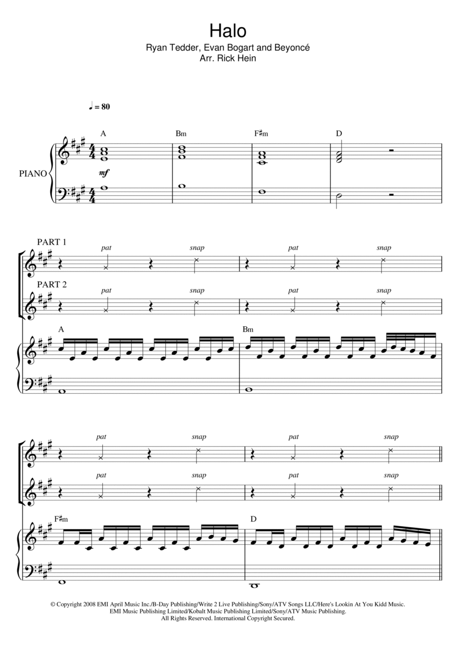 Halo (arr. Rick Hein) 2-Part scores gallery preview page 1