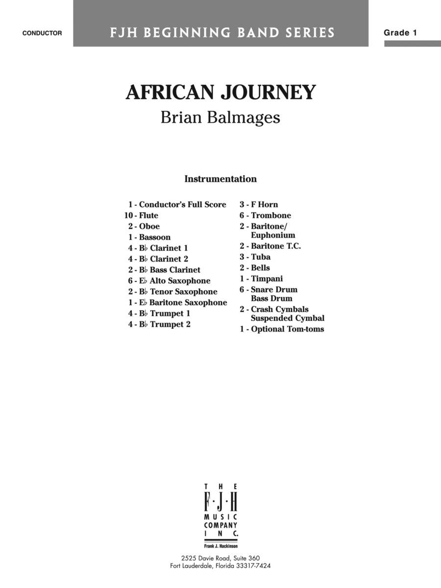 African Journey: Score African Journey: Score Concert Band scores gallery preview page 1