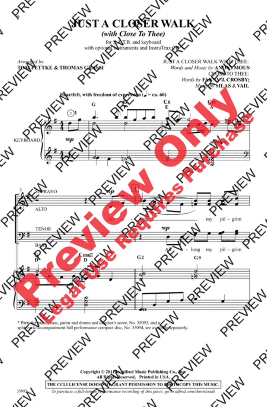 Just a Closer Walk 4-Part scores gallery preview page 2