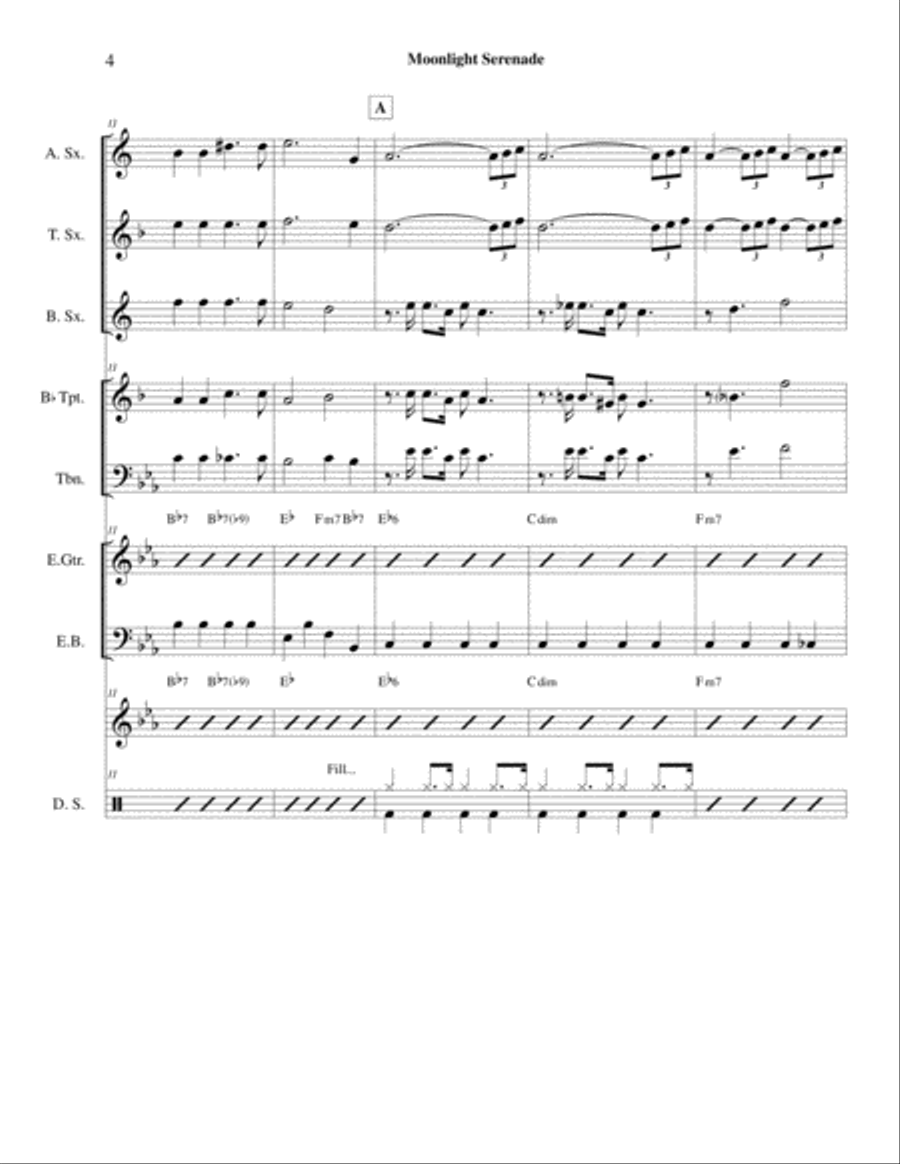 Moonlight Serenade for Little Big Band Jazz Ensemble scores gallery preview page 4