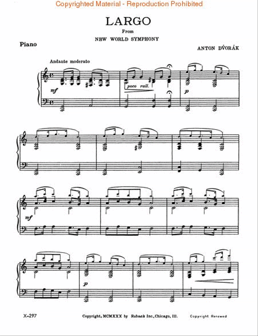 Largo from the New World Symphony Piano Accompaniment scores gallery preview page 3