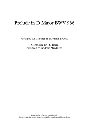 Prelude in D Major for Clarinet, Violin and Cello Trio