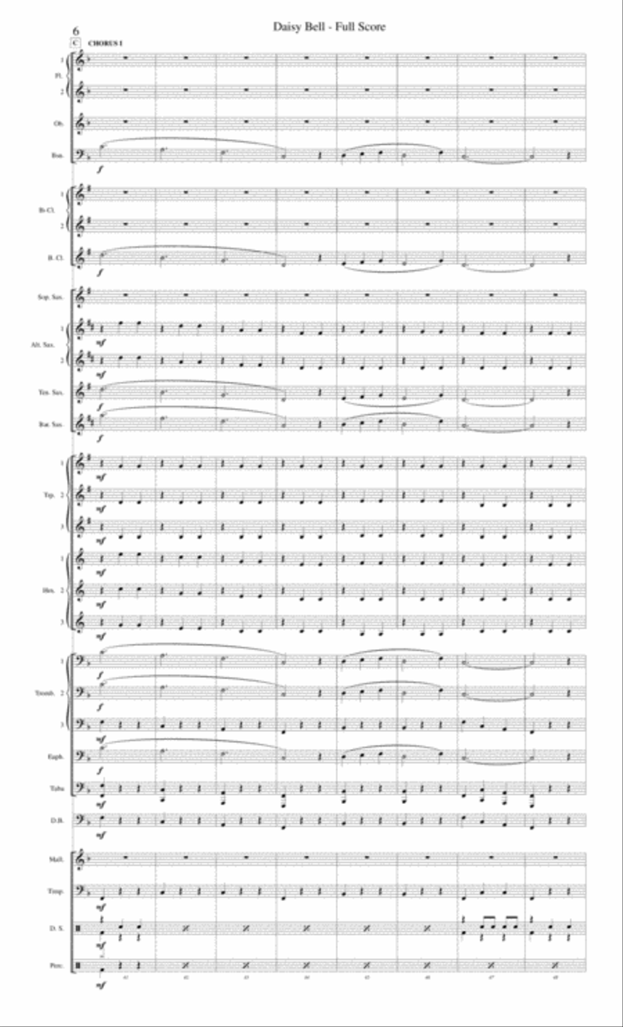 Harry Dacre - Daisy Bell (Bicycle Built for Two) Concert Band scores gallery preview page 6