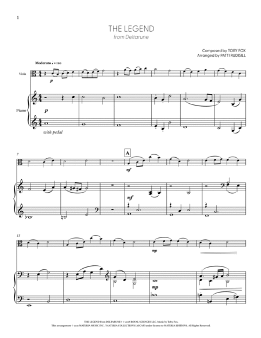 The Legend (from DELTARUNE) (for Solo Viola with Piano Accompaniment) Piano Accompaniment scores gallery preview page 2