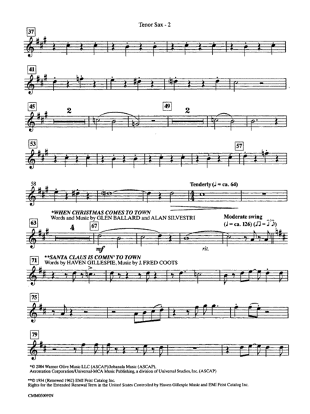The Polar Express: A Choral Medley: B-flat Tenor Saxophone