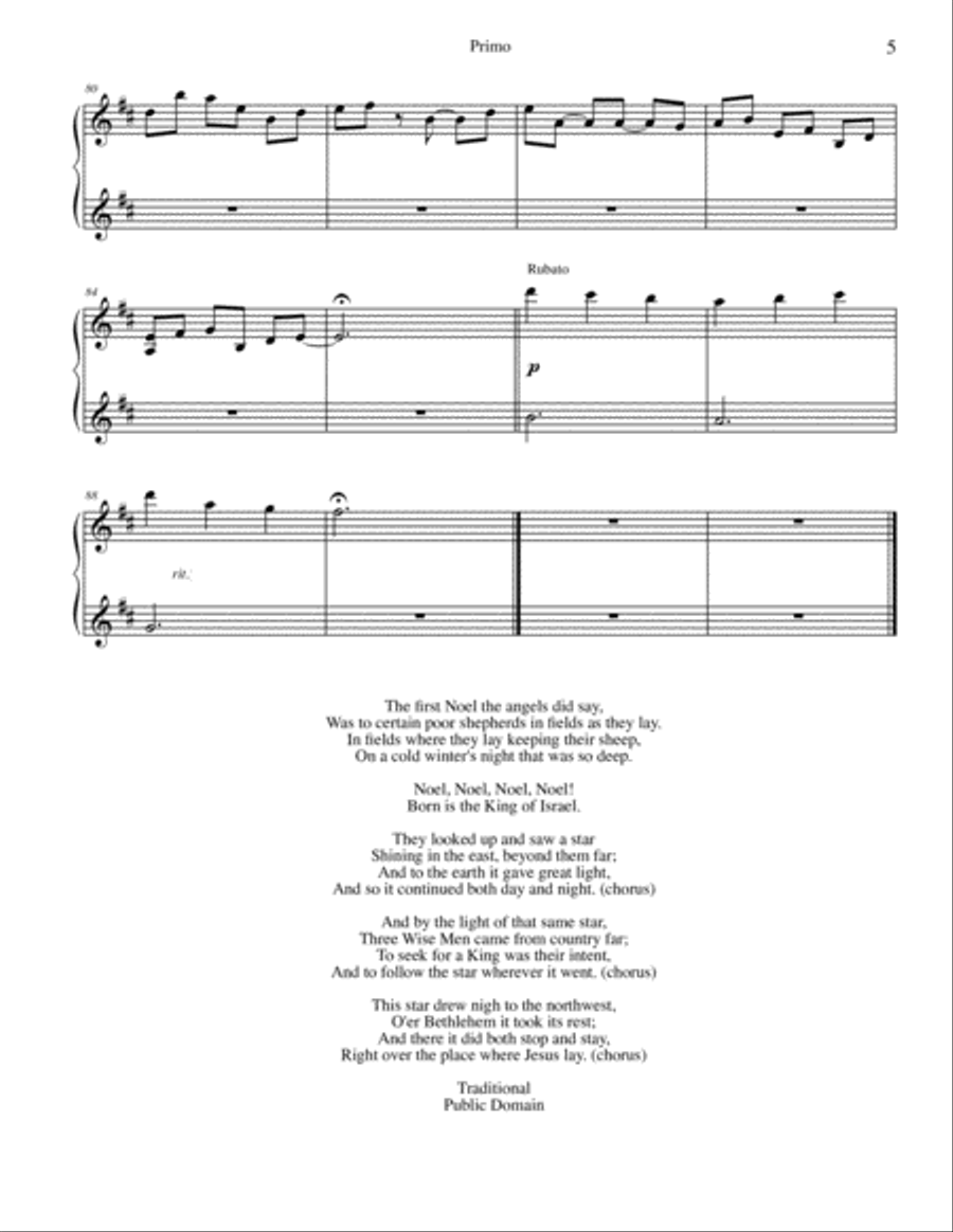 The First Noel, a new Christmas Piano Duet Piano Duet scores gallery preview page 6