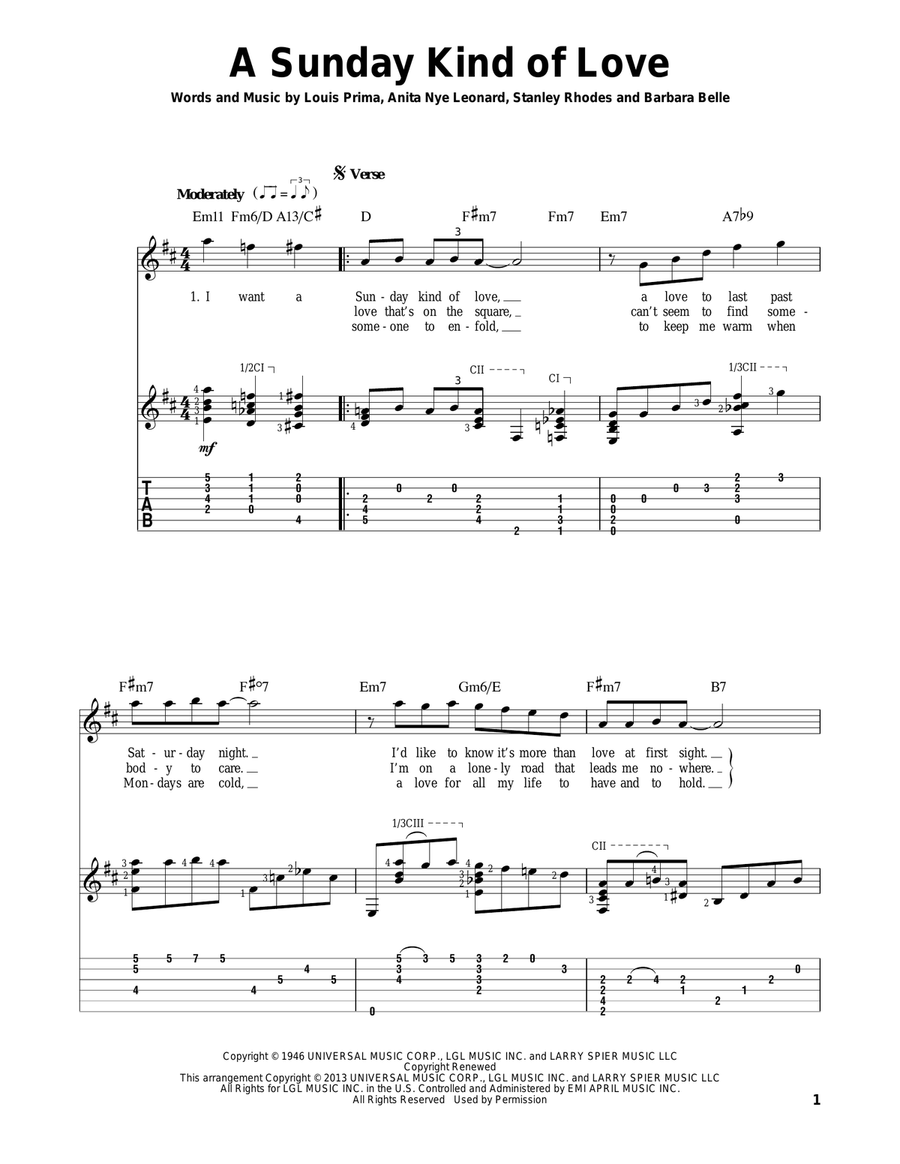 A Sunday Kind Of Love A Sunday Kind Of Love Electric Guitar scores gallery preview page 1