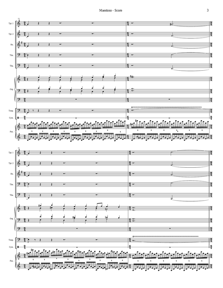 Maestoso, from Symphony #3 "Organ" (for Brass Quintet and Organ) image number null