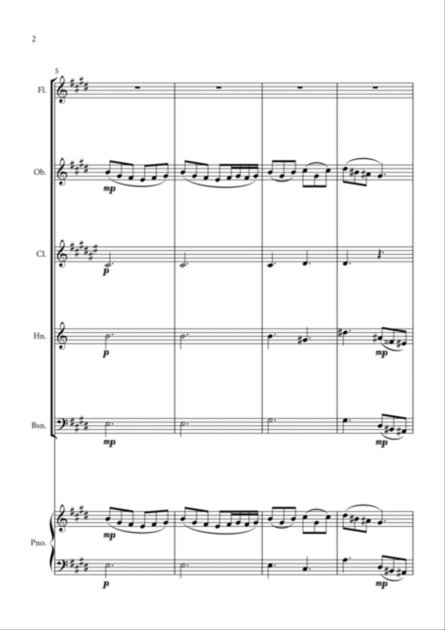 Morning Mood (Peer Gynt Suite N.1, Op 46) Woodwind Quintet scores gallery preview page 2