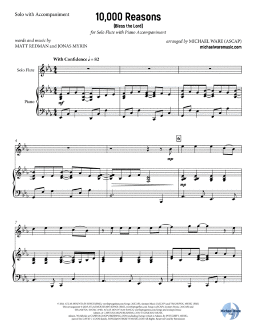10,000 Reasons (bless The Lord) Flute Solo scores gallery preview page 2