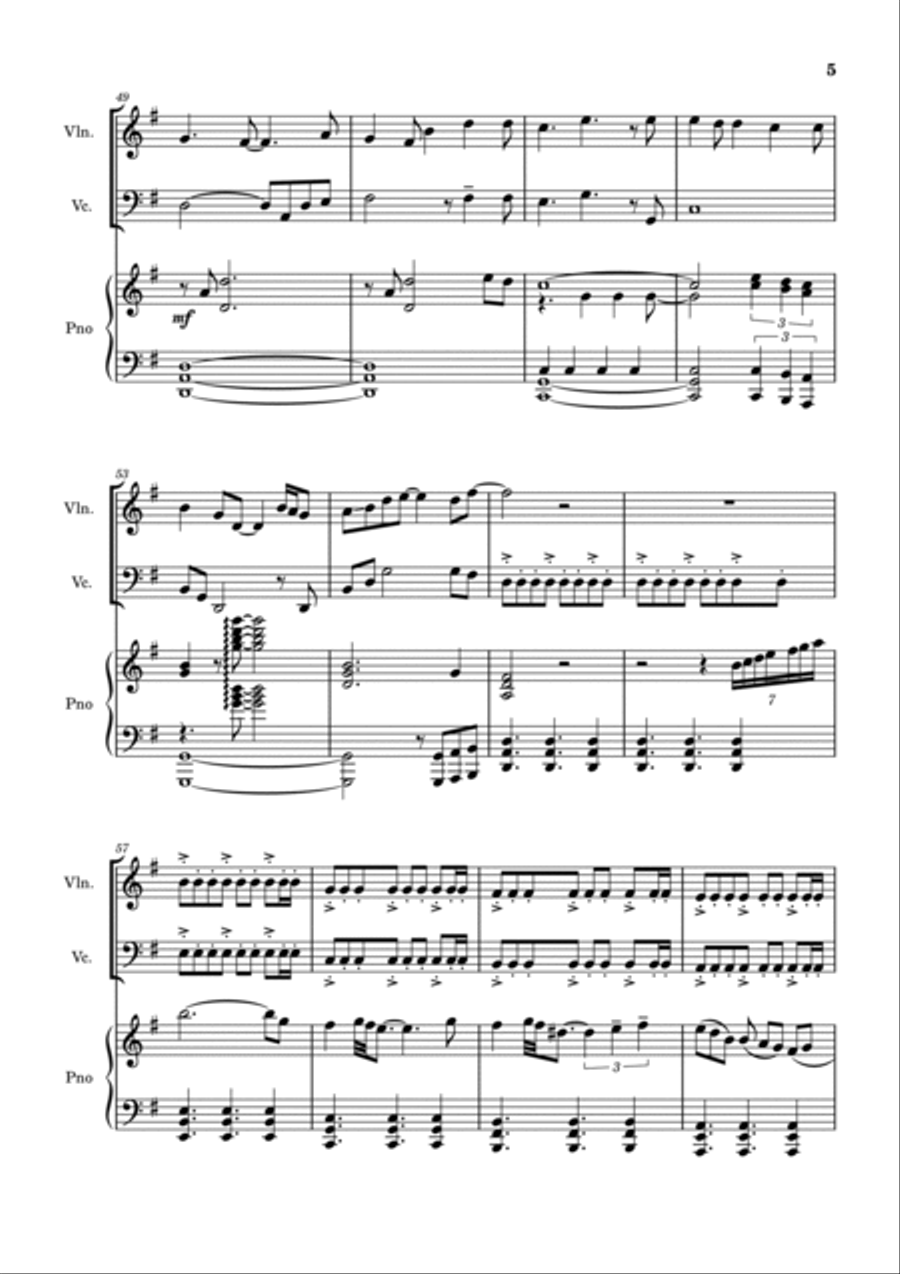 Sweet Child O' Mine Piano Trio scores gallery preview page 5
