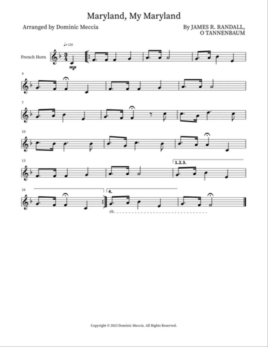 Maryland, My Maryland Small Ensemble scores gallery preview page 3