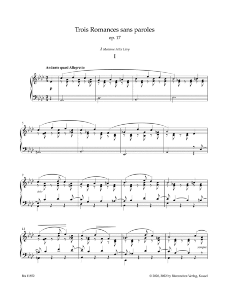 Trois Romances sans paroles for Piano, op. 17 N 52 Piano Solo scores gallery preview page 2