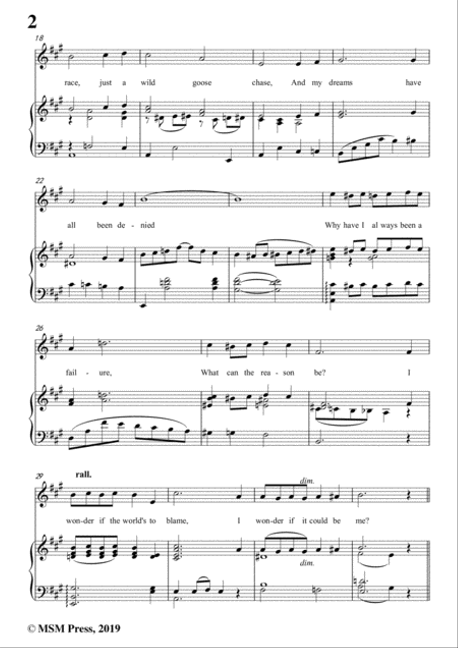 Harry Carroll-I'm Always Chasing Rainbows,in A Major,for Voice&Piano Voice scores gallery preview page 4
