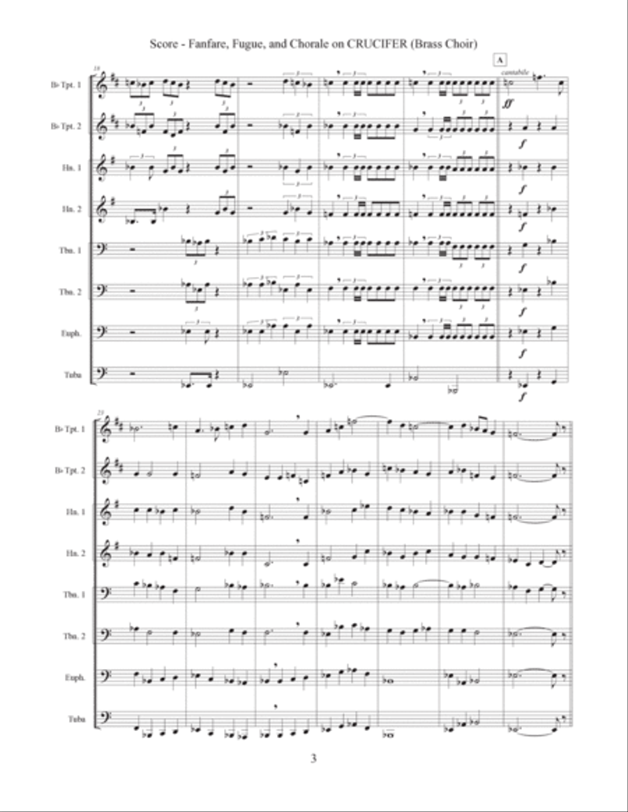 Fanfare, Fugue, and Chorale on CRUCIFER (Brass Choir with Optional Organ) Brass Ensemble scores gallery preview page 4