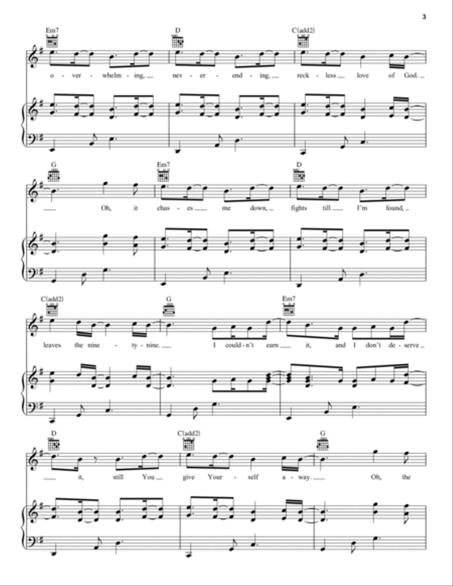 Reckless Love Piano, Vocal, Guitar scores gallery preview page 3