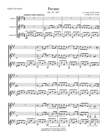 Pavane Op. 50 for guitar trio image number null