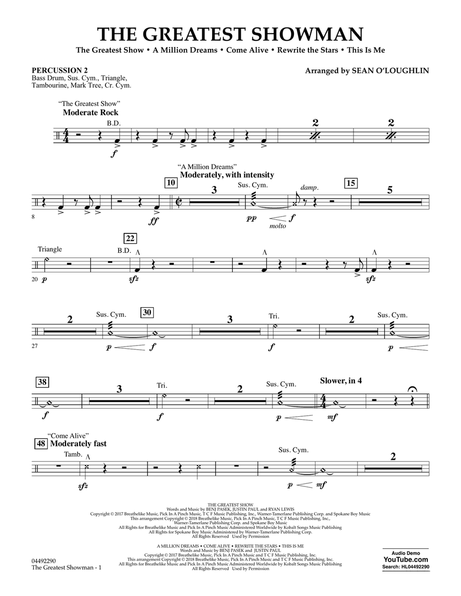 The Greatest Showman - Percussion 2 Percussion scores gallery preview page 1