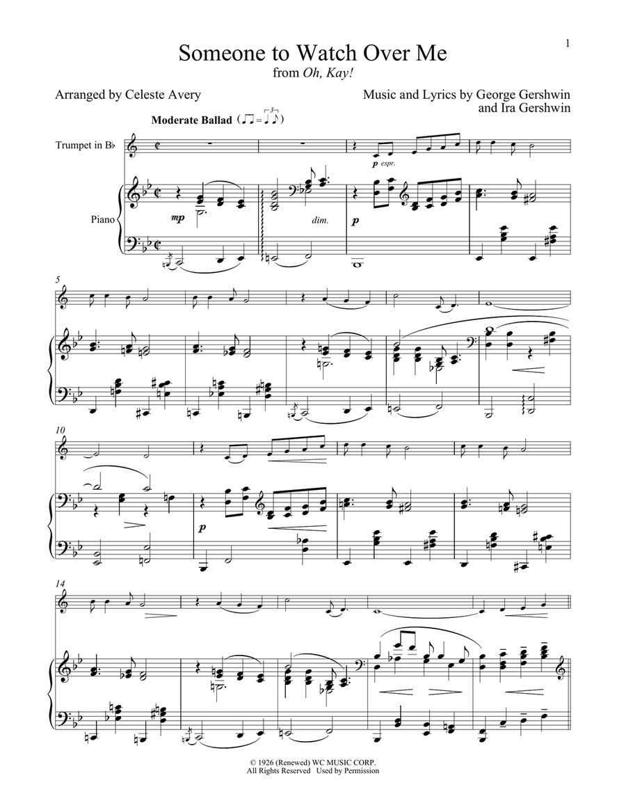 Someone To Watch Over Me (from Oh, Kay!) Trumpet Solo scores gallery preview page 1