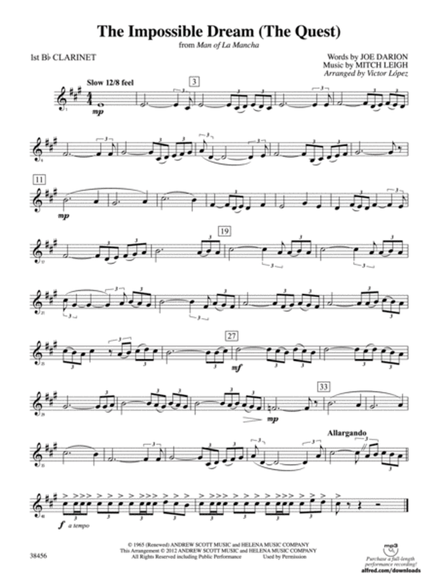The Impossible Dream (from Man of La Mancha): 1st B-flat Clarinet