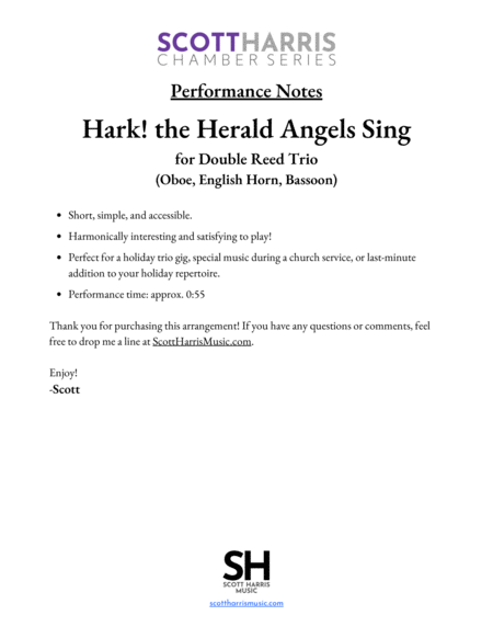 Hark! the Herald Angels Sing (for Double Reed Trio) image number null