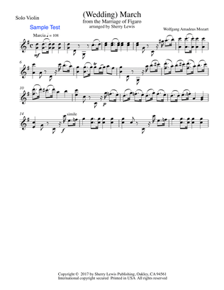 MARCH FROM THE MARRIAGE OF FIGARO, Mozart, Violin Solo, Intermediate Level
