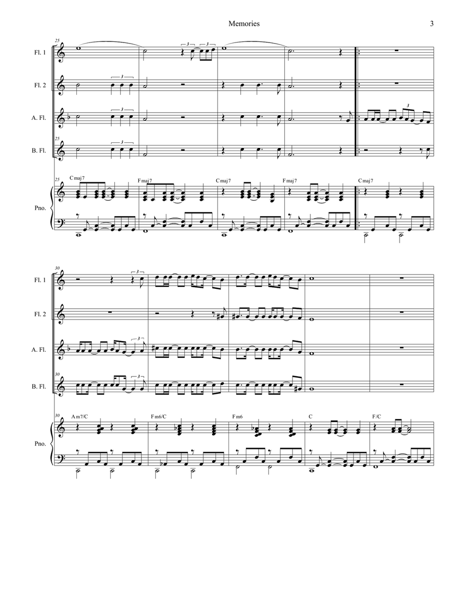 Memories Memories Woodwind Ensemble scores gallery preview page 3