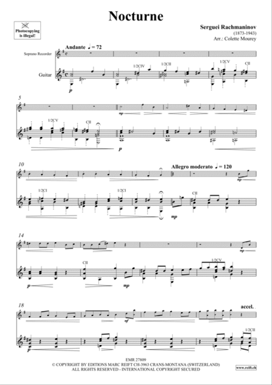 Nocturne Soprano Recorder scores gallery preview page 4